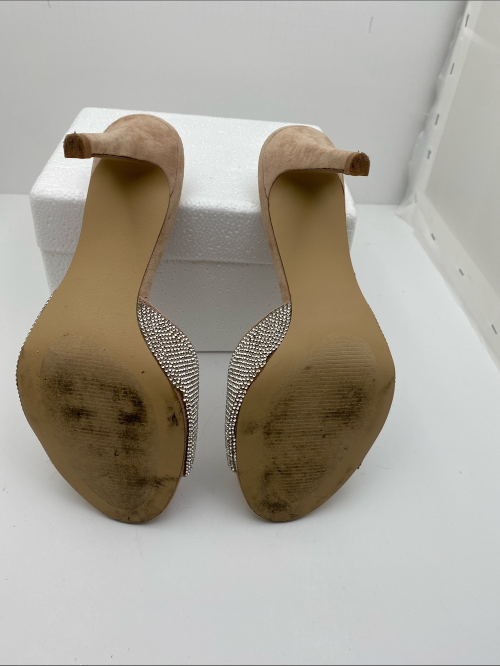 Steve Madden Nude Rhinestone Open-Toe Mule Heels - Picture 4 of 6
